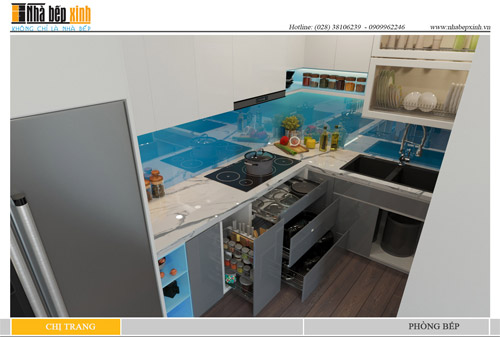 Tủ bếp hiện đại Acrylic cho chung cư